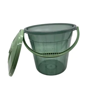 Găleată din Plastic Transparent cu Capac, Mâner pentru Transport și Gradații, 5 L, Verde
