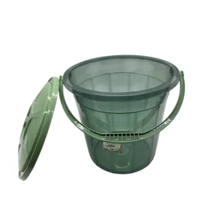 Găleată din Plastic Transparent cu Capac și Mâner pentru Transport, 10 L, Verde