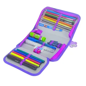 Penar Școlar Echipat Keyroad – 2 Compartimente, Accesorii Incluse, Design Unicorn, Mov