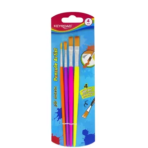 Set Pensule Pictură Keyroad – 4 Bucăți, Păr Sintetic, Vârf Lat, Dimensiuni 2-4-8-10