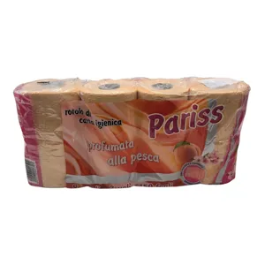 Hârtie Igienică Pariss cu Parfum de Piersică, 3 Straturi, Set 8 Role, Moale și Rezistentă, pentru Igienă Zilnică