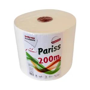 Rolă prosoape industriale din hârtie Pariss 200 m – Hârtie absorbantă 100% celuloză, rolă mare pentru uz profesional și casnic