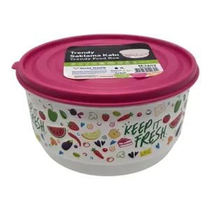 Caserolă Rotundă din Plastic cu Capac, Diverse Modele, Capacitate 1 L, pentru Depozitare Alimente