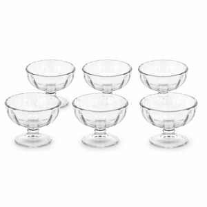 Set 6 Cupe pentru Înghețată din Sticlă 210 ml Delisoga Model Classic pentru Desert, Înghețată și Fructe