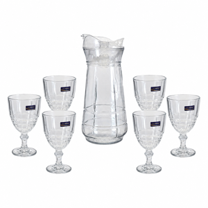 SET CARAFĂ CU 6 PAHARE DIN STICLĂ DELISOGA, CARAFĂ CU CAPAC PENTRU APĂ, LIMONADĂ ȘI SUC, SET ELEGANT PENTRU SERVIRE BĂUTURI