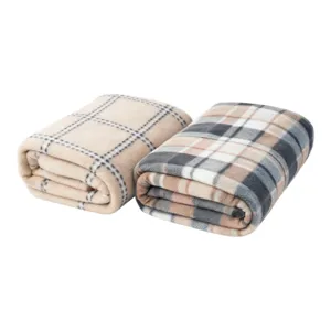 Pătură polar poliester 130 x 160 cm – pătură fleece moale cu model în carouri, pătură decorativă pentru pat, canapea sau fotoliu, pătură călduroasă pentru uz interior